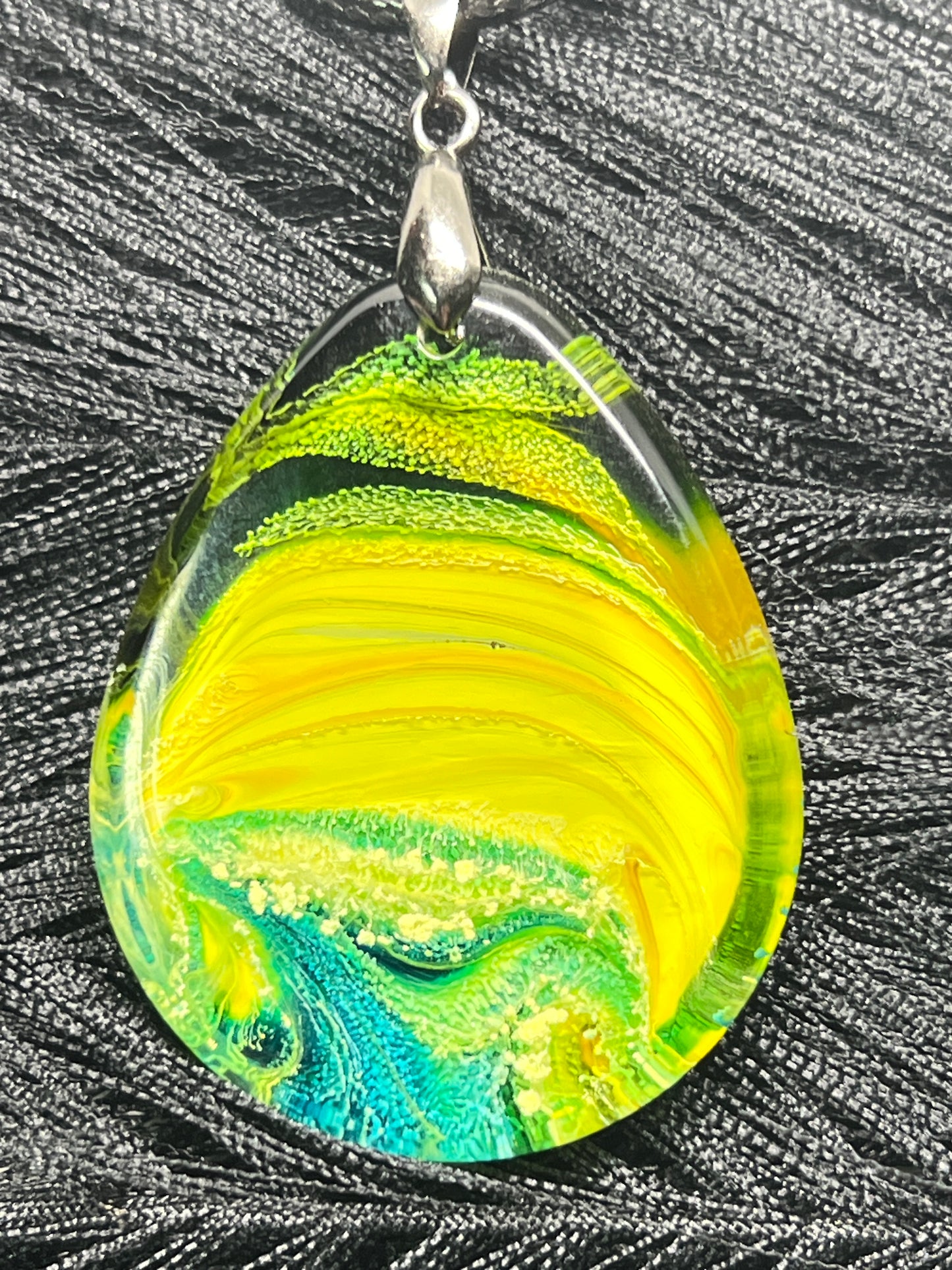 Solar Tide — Yellow & Teal Resin Pendant