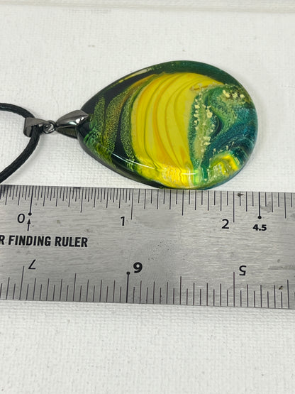 Solar Tide — Yellow & Teal Resin Pendant