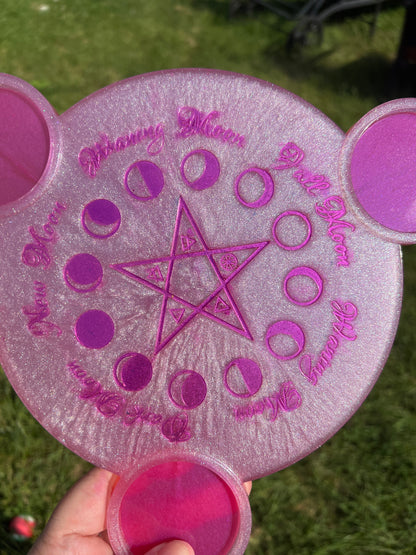 Pink Lunar Phases Candle Tray