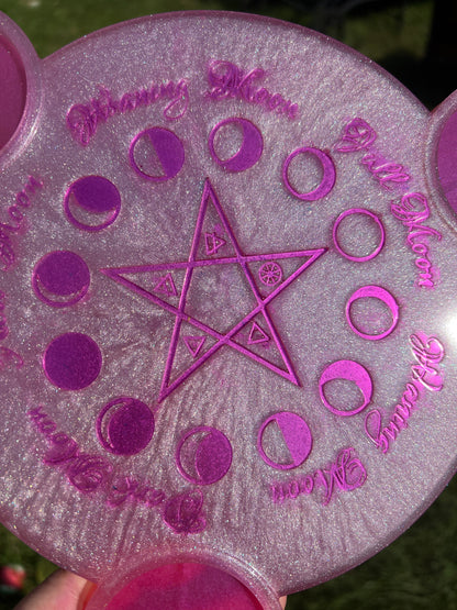 Pink Lunar Phases Candle Tray