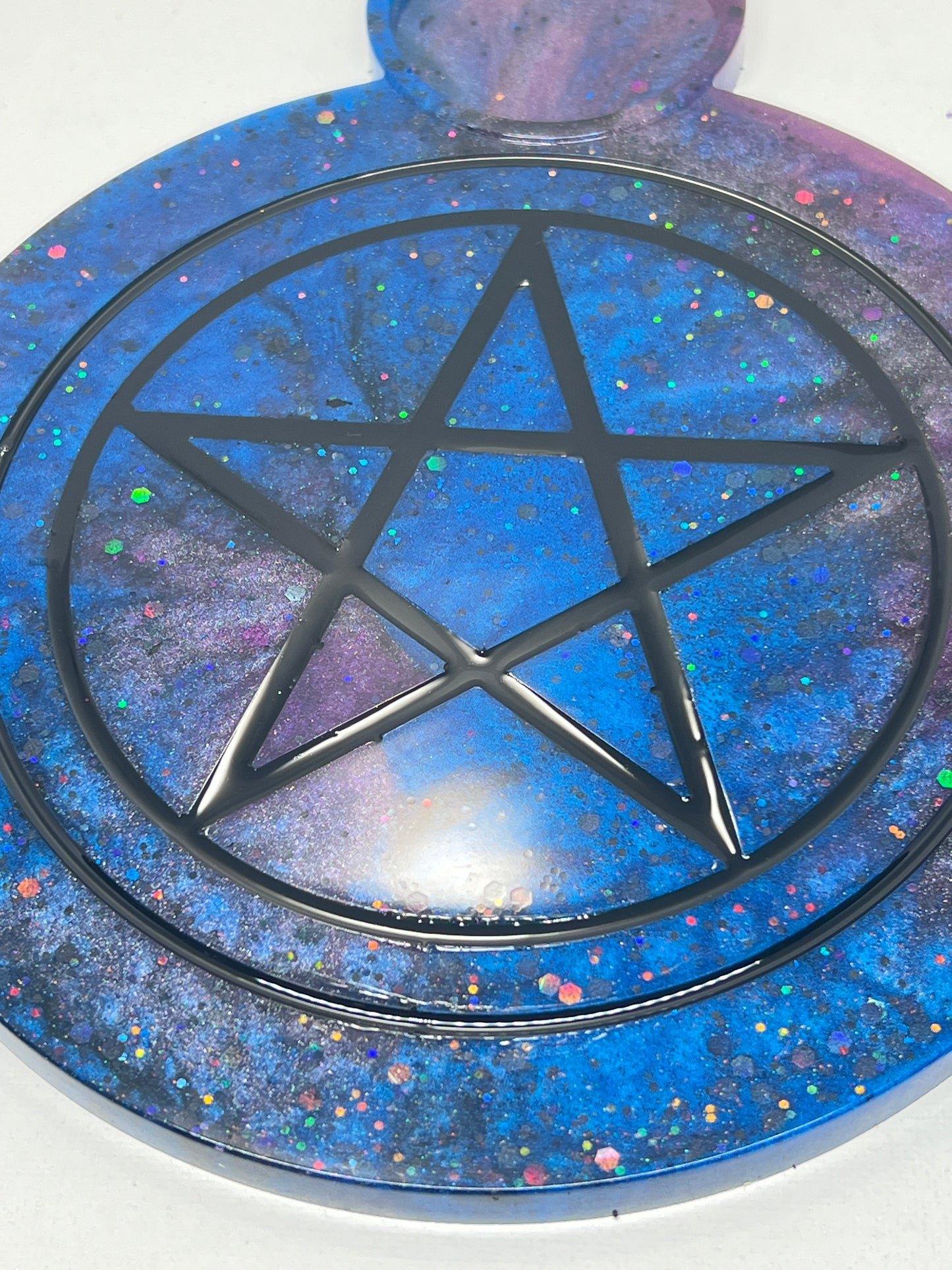 🌌 Celestial Void Ritual Altar Candle Tray | Galactic Nebula Pentacle