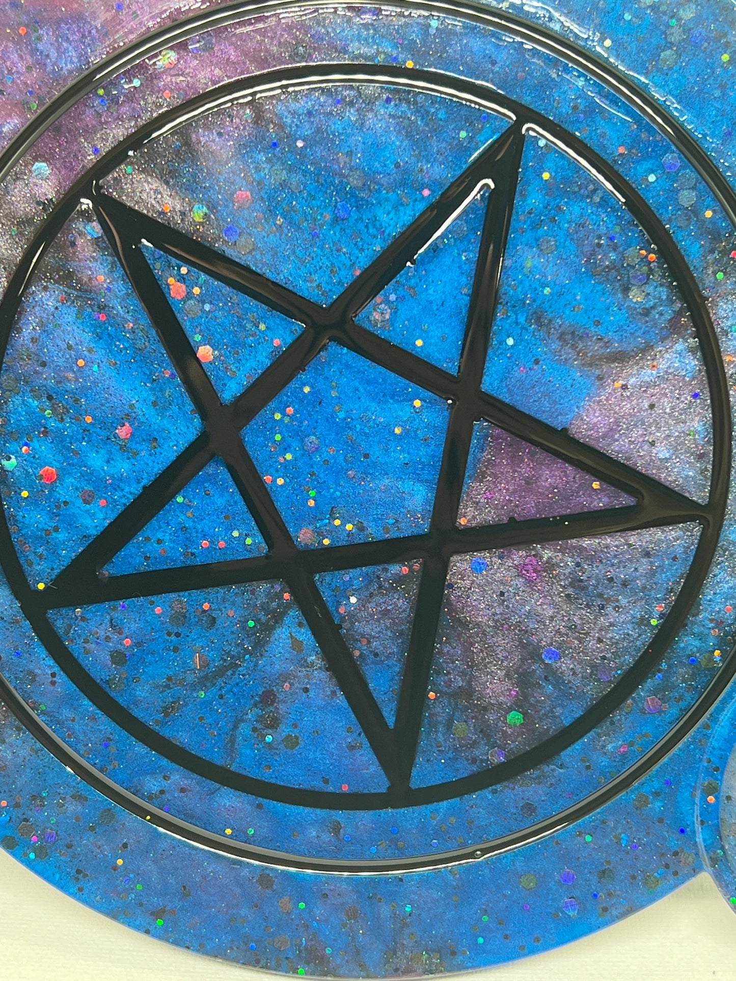 🌌 Celestial Void Ritual Altar Candle Tray | Galactic Nebula Pentacle