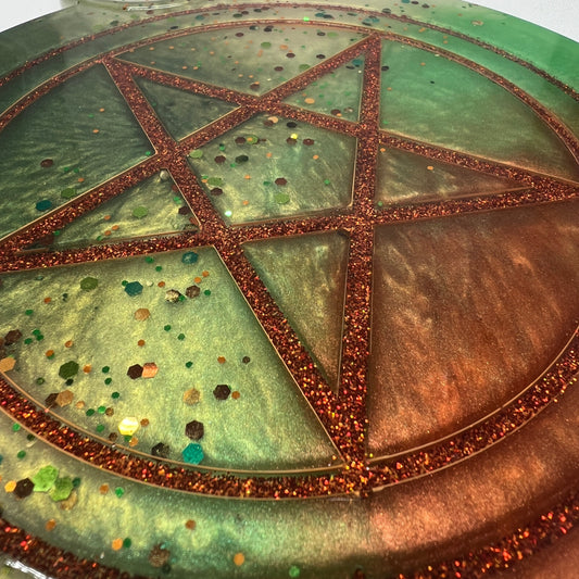 enchanted harvest pentacle candle tray resin - 0