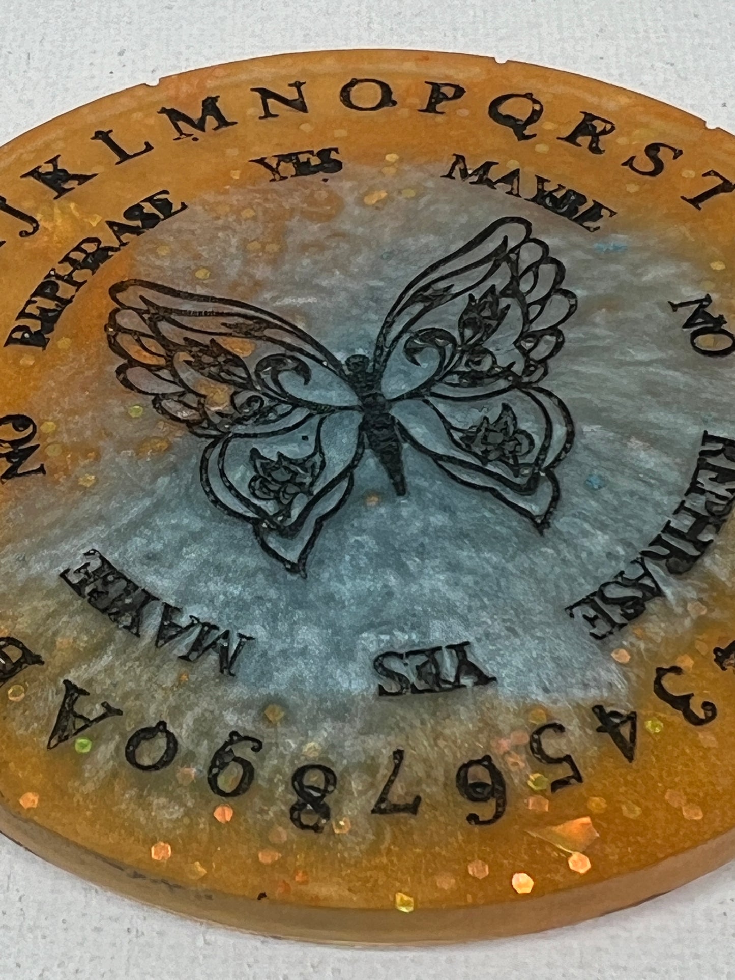 🦋 Golden Chrysalis Butterfly Talking Board | Mini Transformation Divination Disc (3”)