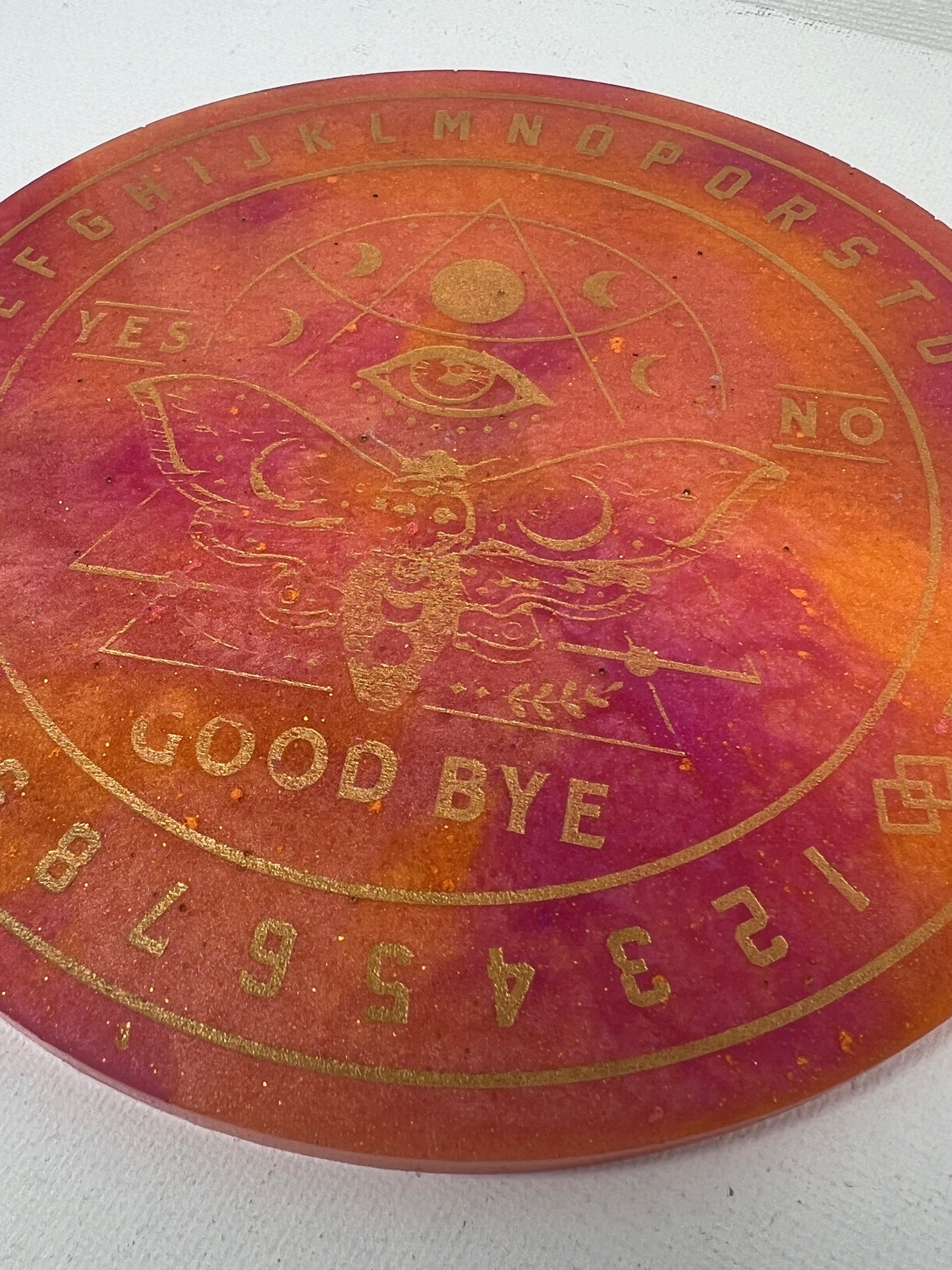 🌙 Emberlight Moth Talking Board | Lunar Fire Intuition Divination Disc (6”)