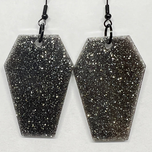 Midnight Spark Coffin Resin Earrings