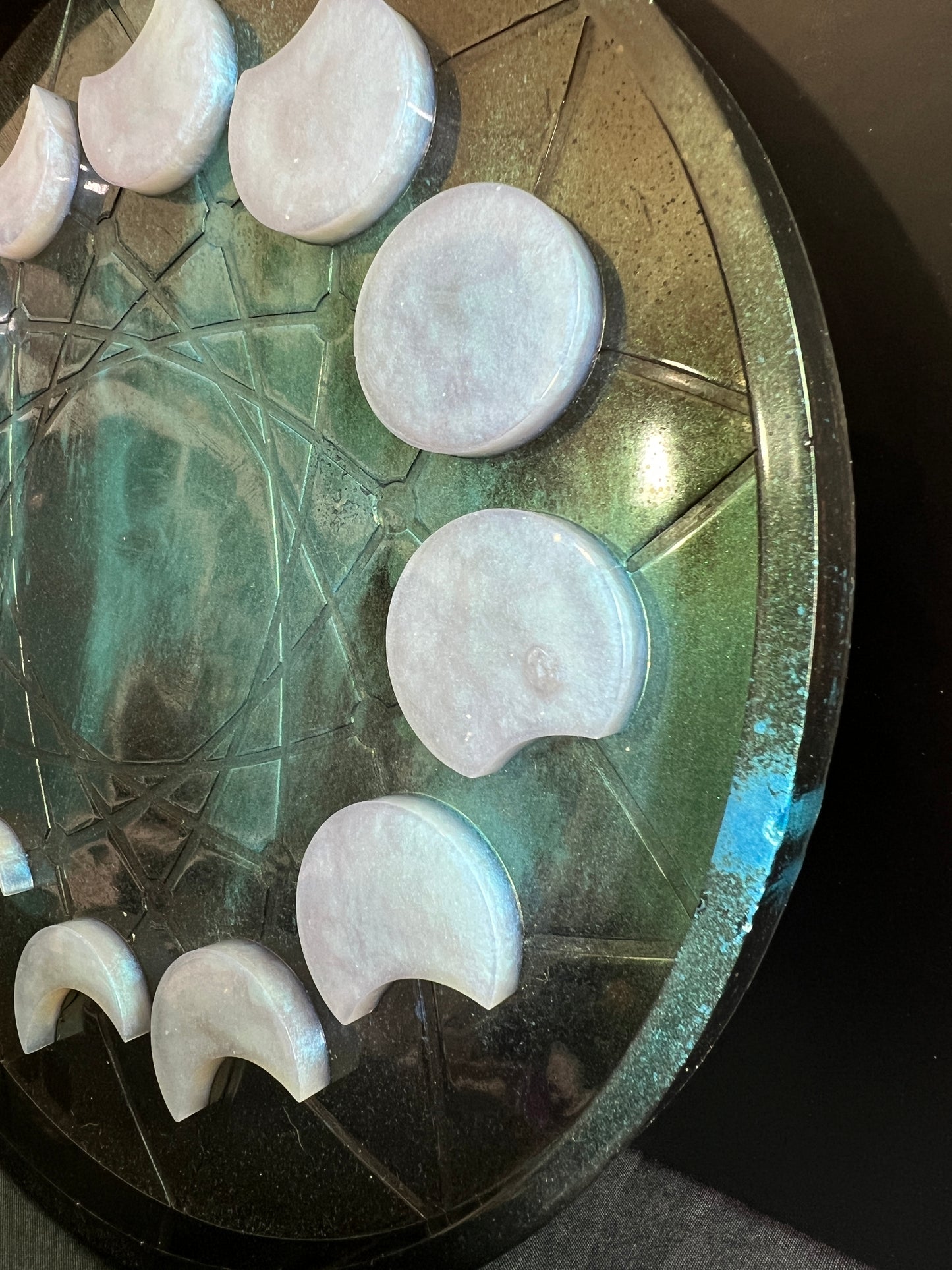 ✨ Ocean Mist Moon Phase Altar Tray — Tranquil Tides Ritual Wheel ✨