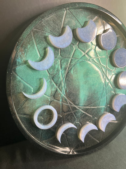 ✨ Ocean Mist Moon Phase Altar Tray — Tranquil Tides Ritual Wheel ✨