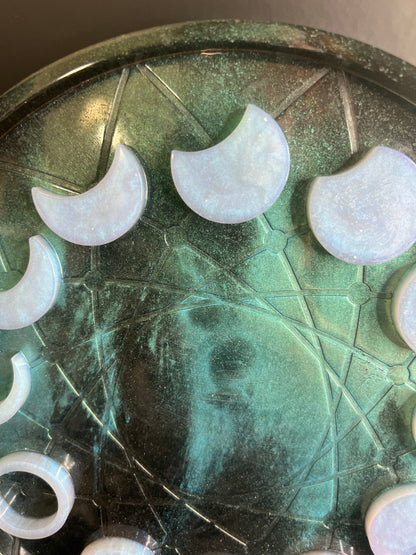 ✨ Ocean Mist Moon Phase Altar Tray — Tranquil Tides Ritual Wheel ✨