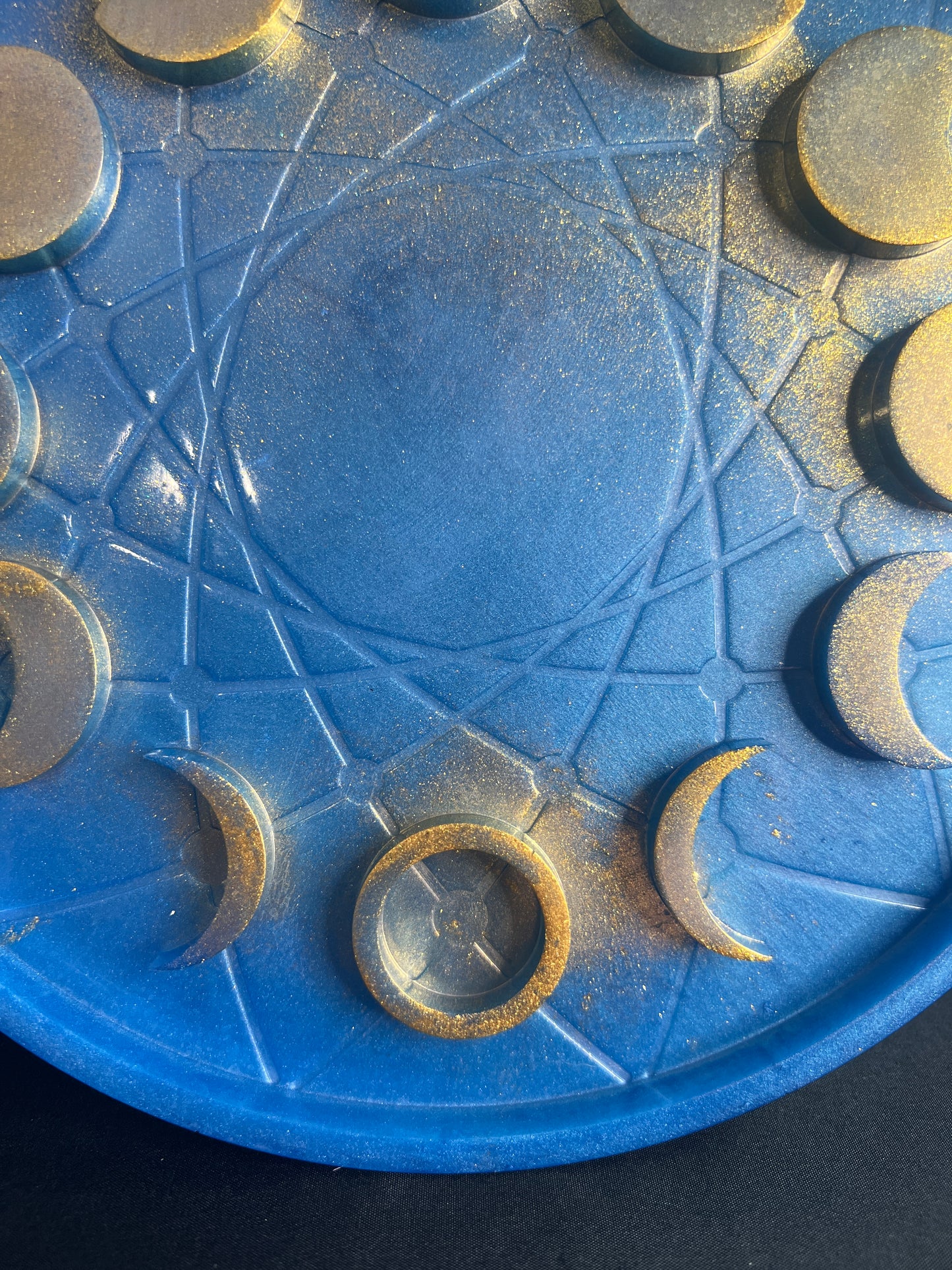 ✨ Royal Sky Moon Phase Altar Tray — Golden Starlight Ritual Wheel ✨