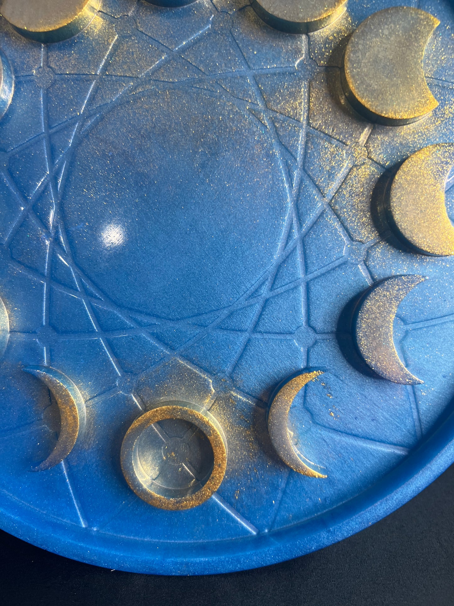 ✨ Royal Sky Moon Phase Altar Tray — Golden Starlight Ritual Wheel ✨