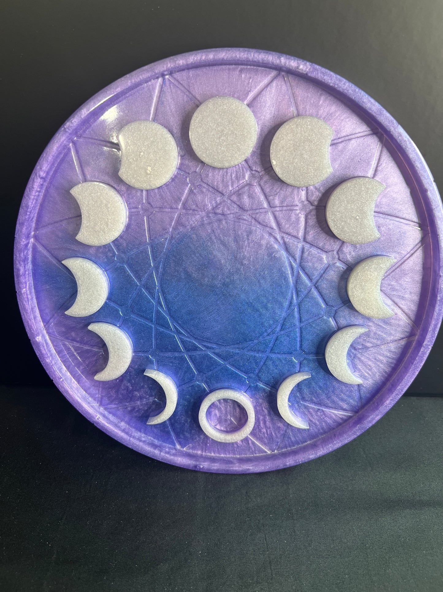 ✨ Amethyst Moonrise 3-D Moon Phase Tray — Enchanted Lunar Altar Wheel ✨