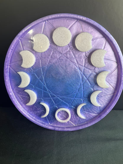 ✨ Amethyst Moonrise 3-D Moon Phase Tray — Enchanted Lunar Altar Wheel ✨