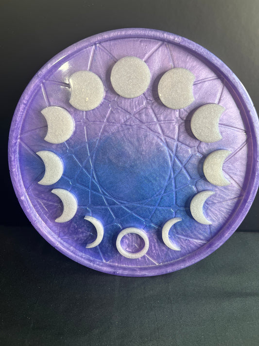 ✨ Amethyst Moonrise 3-D Moon Phase Tray — Enchanted Lunar Altar Wheel ✨