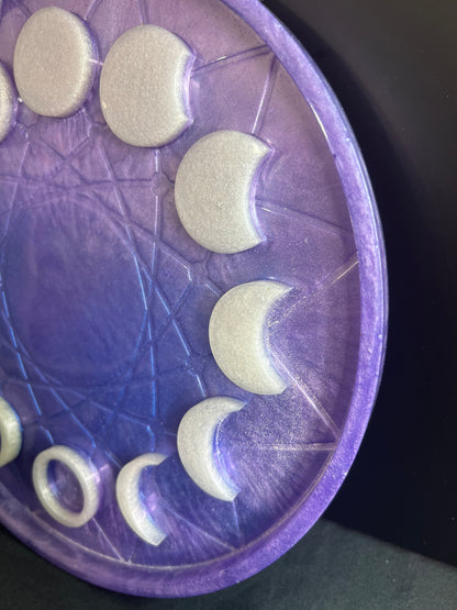✨ Amethyst Moonrise 3-D Moon Phase Tray — Enchanted Lunar Altar Wheel ✨