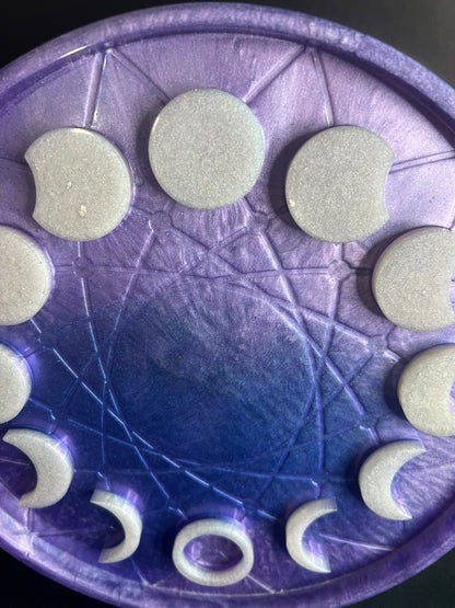✨ Amethyst Moonrise 3-D Moon Phase Tray — Enchanted Lunar Altar Wheel ✨