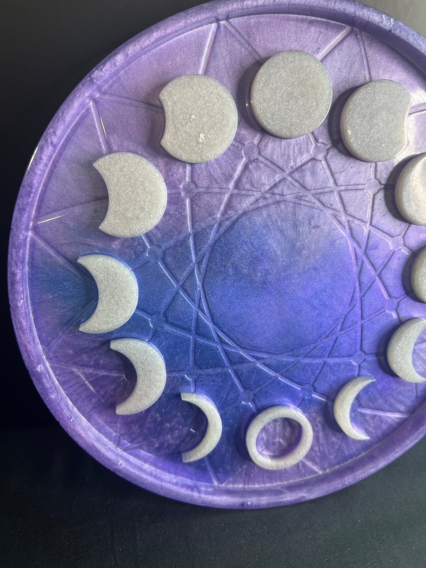 ✨ Amethyst Moonrise 3-D Moon Phase Tray — Enchanted Lunar Altar Wheel ✨