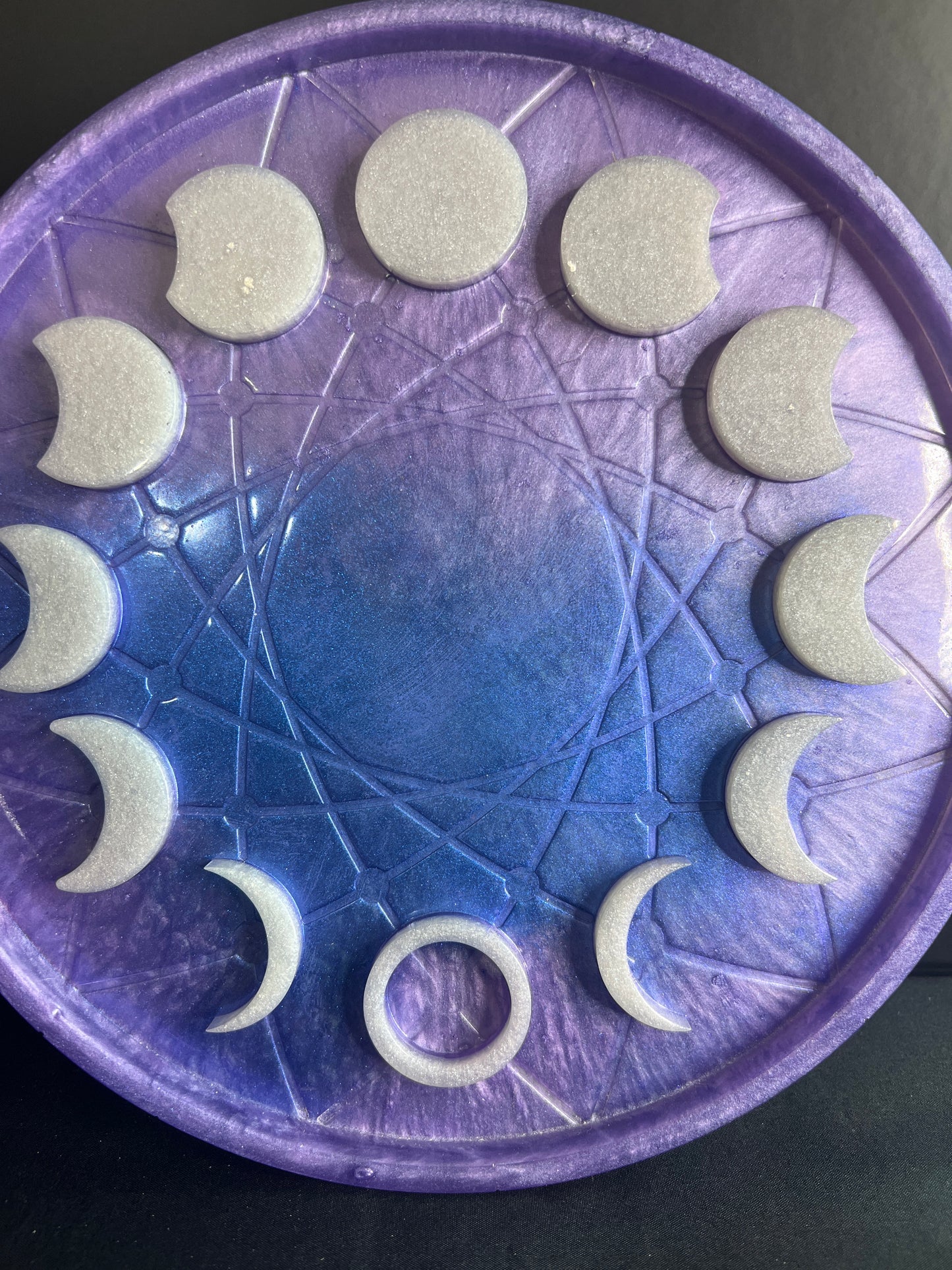 ✨ Amethyst Moonrise 3-D Moon Phase Tray — Enchanted Lunar Altar Wheel ✨