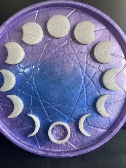 ✨ Amethyst Moonrise 3-D Moon Phase Tray — Enchanted Lunar Altar Wheel ✨
