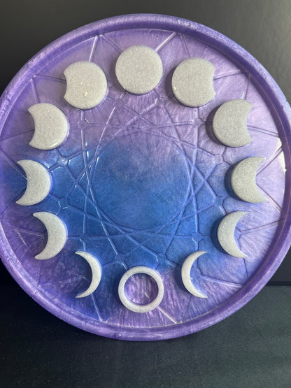 ✨ Amethyst Moonrise 3-D Moon Phase Tray — Enchanted Lunar Altar Wheel ✨