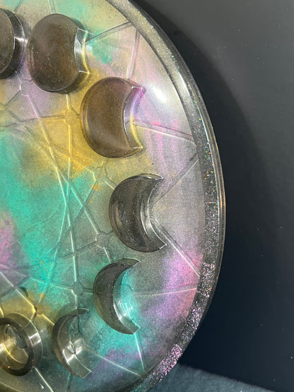 ✨ Nebula Drift 3-D Moon Phase Tray — Iridescent Cosmic Ritual Wheel ✨