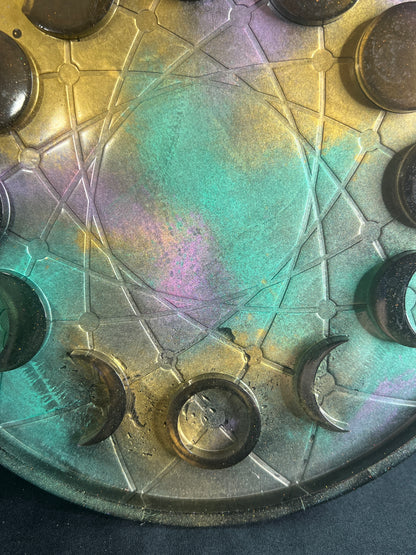 ✨ Nebula Drift 3-D Moon Phase Tray — Iridescent Cosmic Ritual Wheel ✨