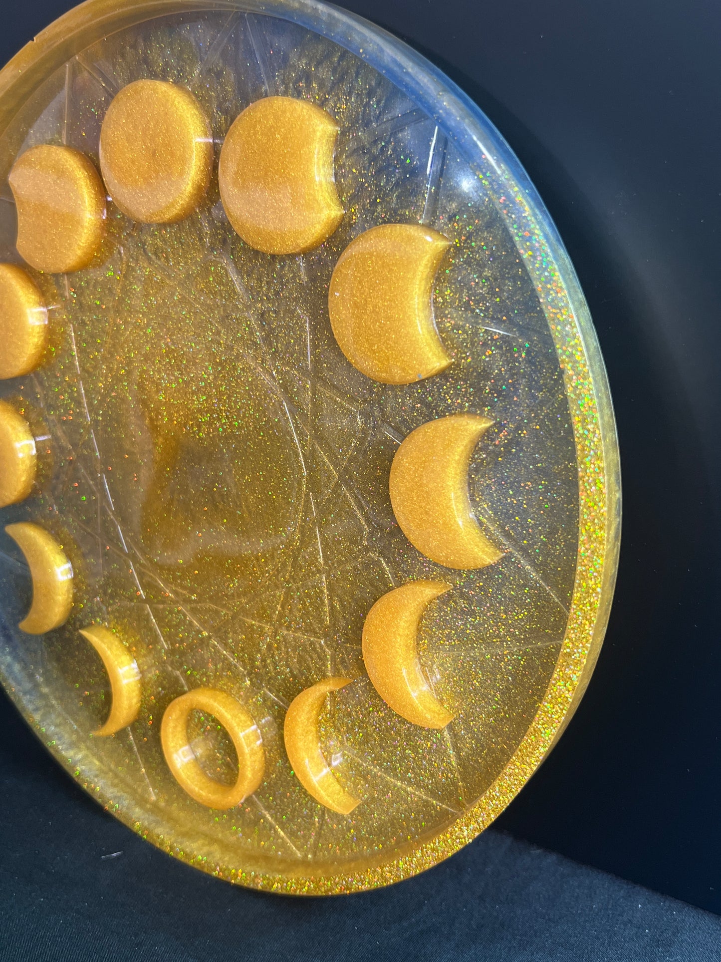 ✨ Solar Glow Moon Phase Altar Tray — Golden Radiance Ritual Wheel ✨