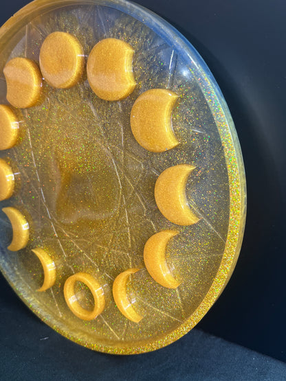 ✨ Solar Glow Moon Phase Altar Tray — Golden Radiance Ritual Wheel ✨