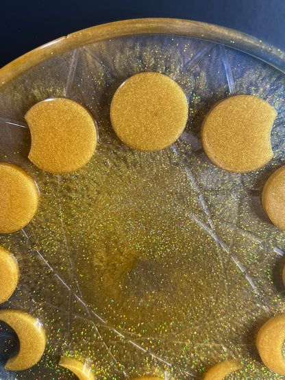 ✨ Solar Glow Moon Phase Altar Tray — Golden Radiance Ritual Wheel ✨