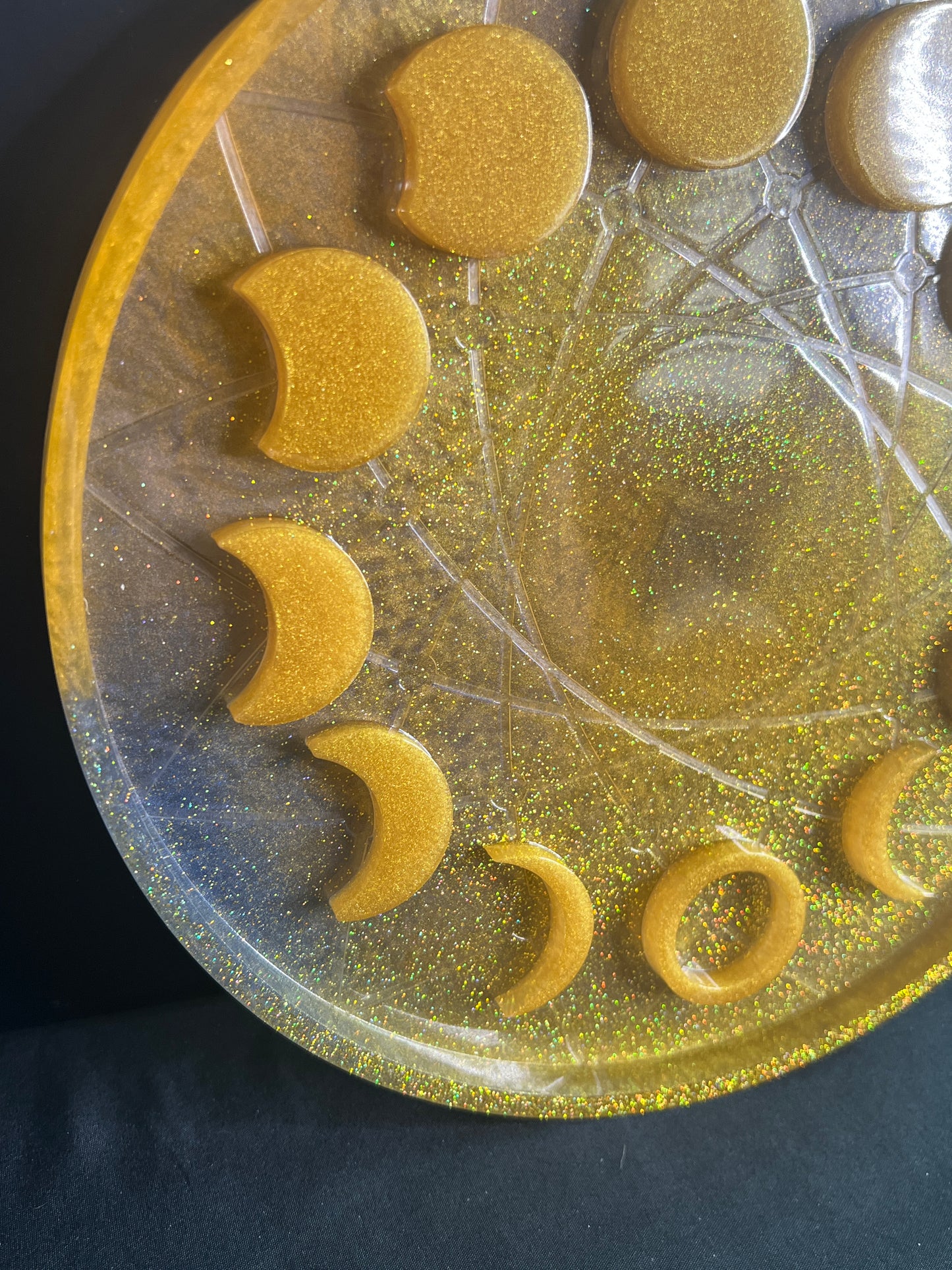 ✨ Solar Glow Moon Phase Altar Tray — Golden Radiance Ritual Wheel ✨