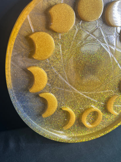 ✨ Solar Glow Moon Phase Altar Tray — Golden Radiance Ritual Wheel ✨