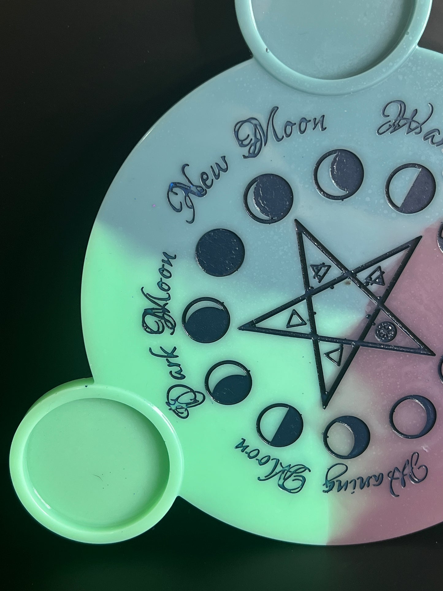 🌙 Pastel Moon-Phase Ritual Altar Candle Tray | Mystic Pentacle Design