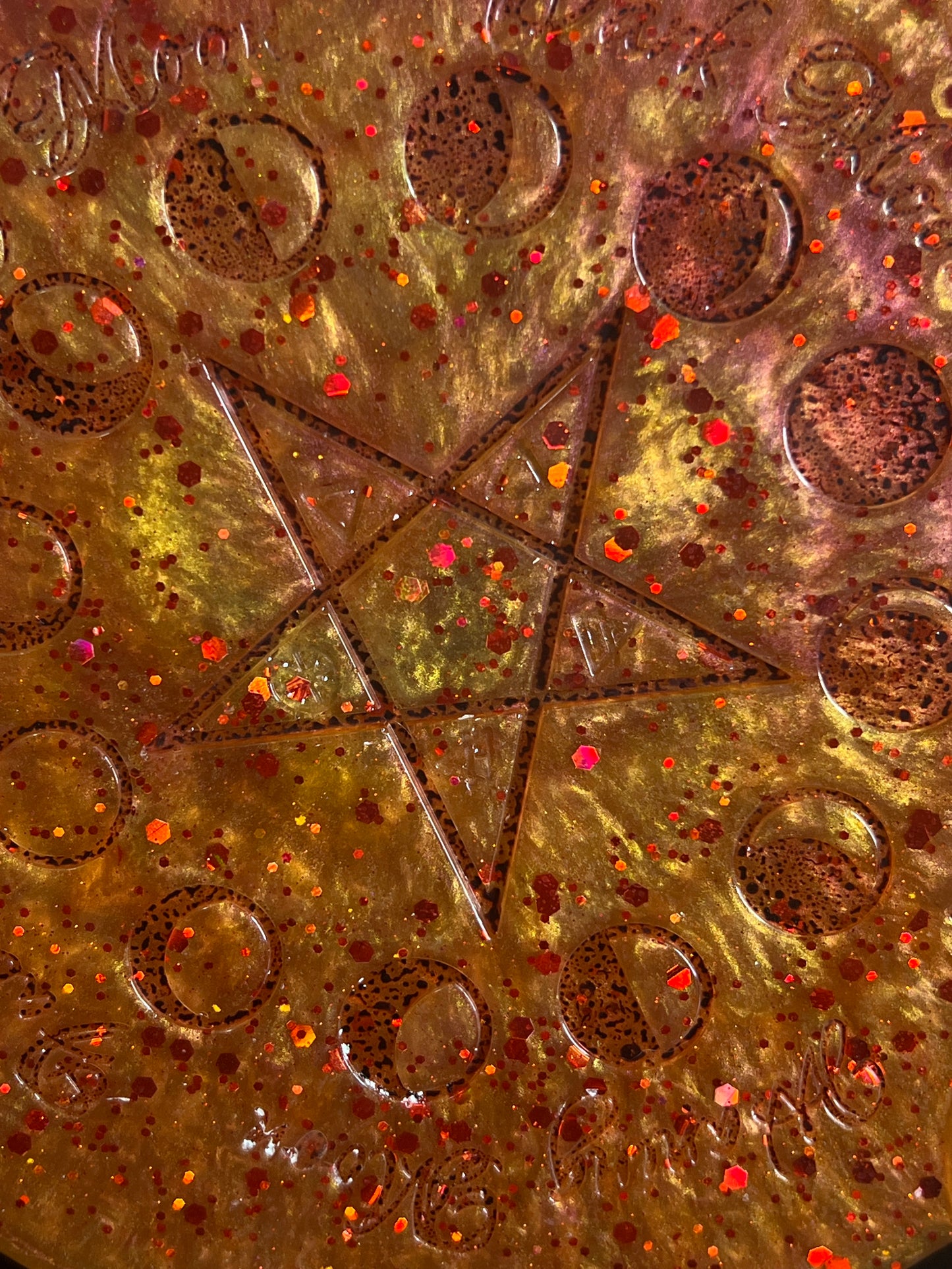 🔥 Harvest Ember Moon-Phase Ritual Altar Candle Tray | Autumn Fire Pentacle