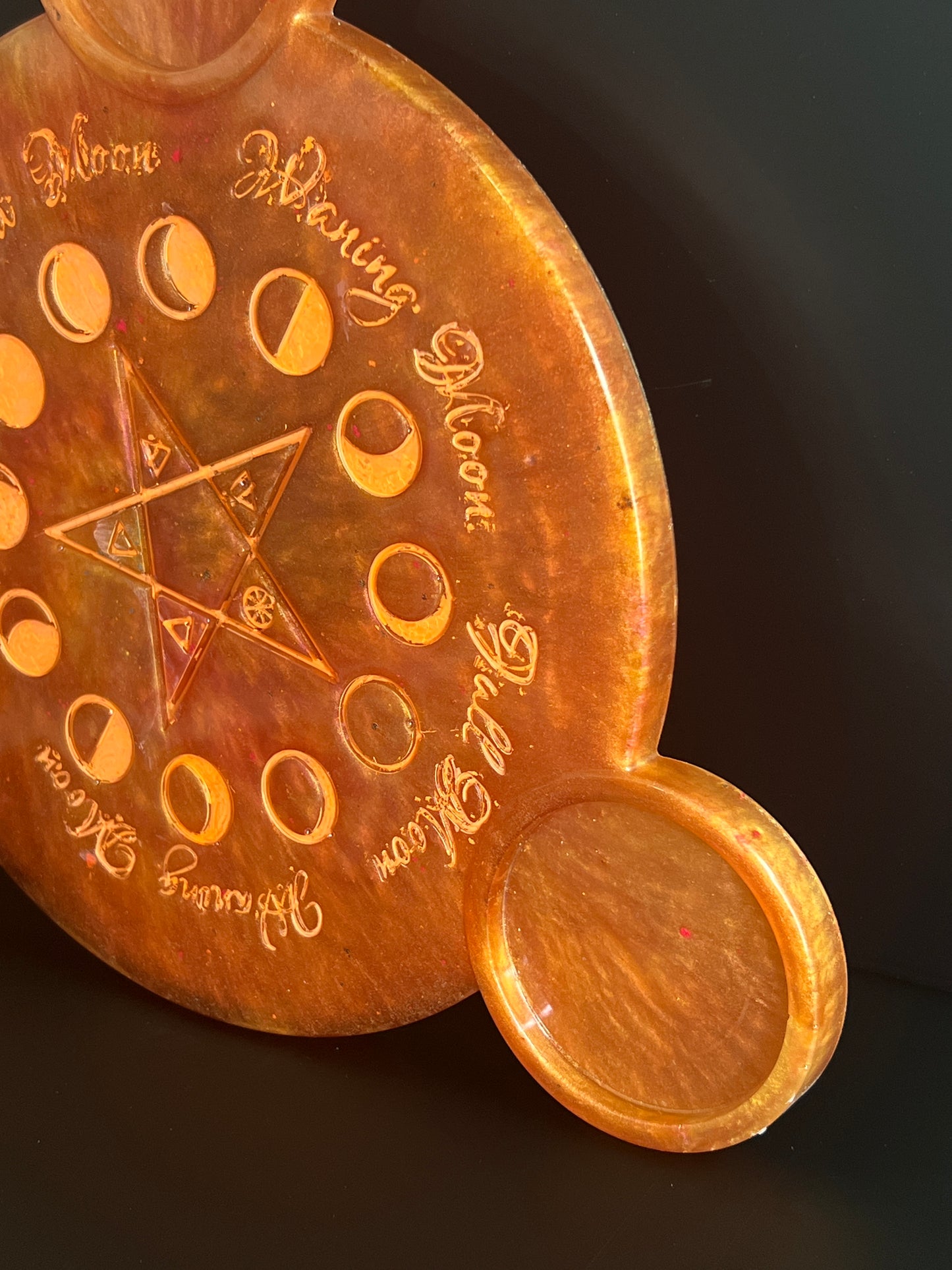 🔥 EmberGlow Moon-Phase Ritual Altar Candle Tray | Copper & Flame Aura Pentacle