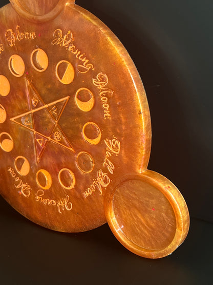 🔥 EmberGlow Moon-Phase Ritual Altar Candle Tray | Copper & Flame Aura Pentacle