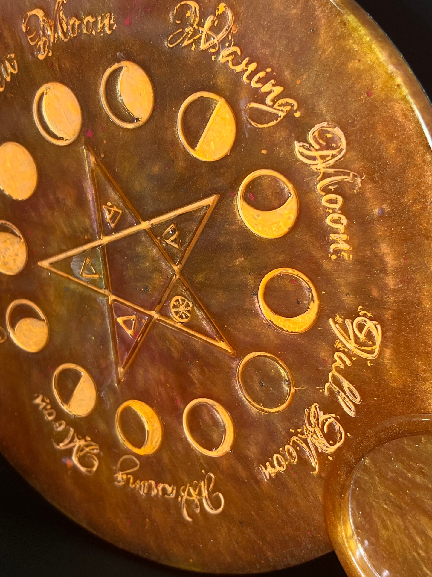 🔥 EmberGlow Moon-Phase Ritual Altar Candle Tray | Copper & Flame Aura Pentacle