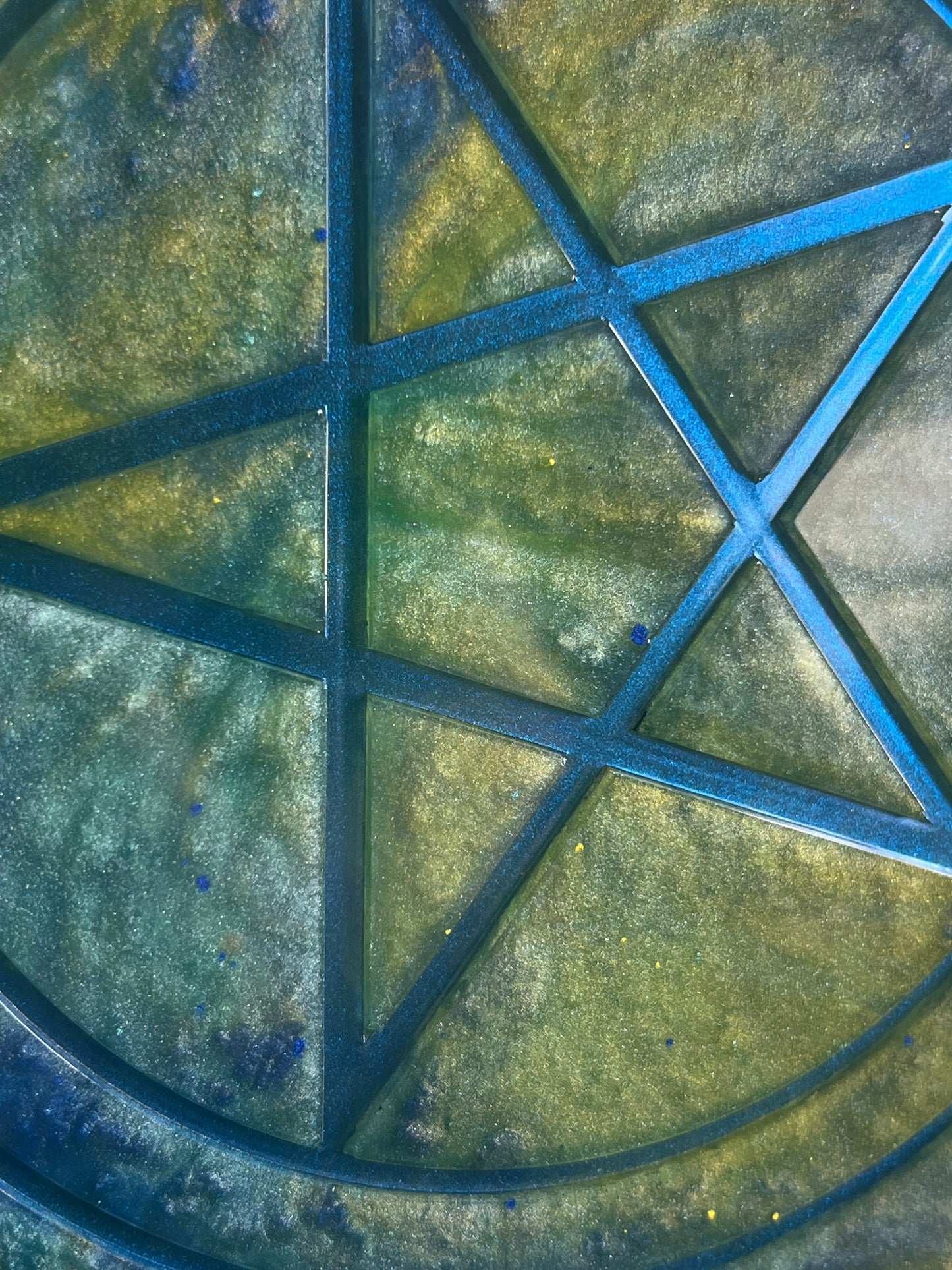 🌊💨 Tidewhisper Ritual Altar Candle Tray | Ocean & Sky Elemental Pentacle