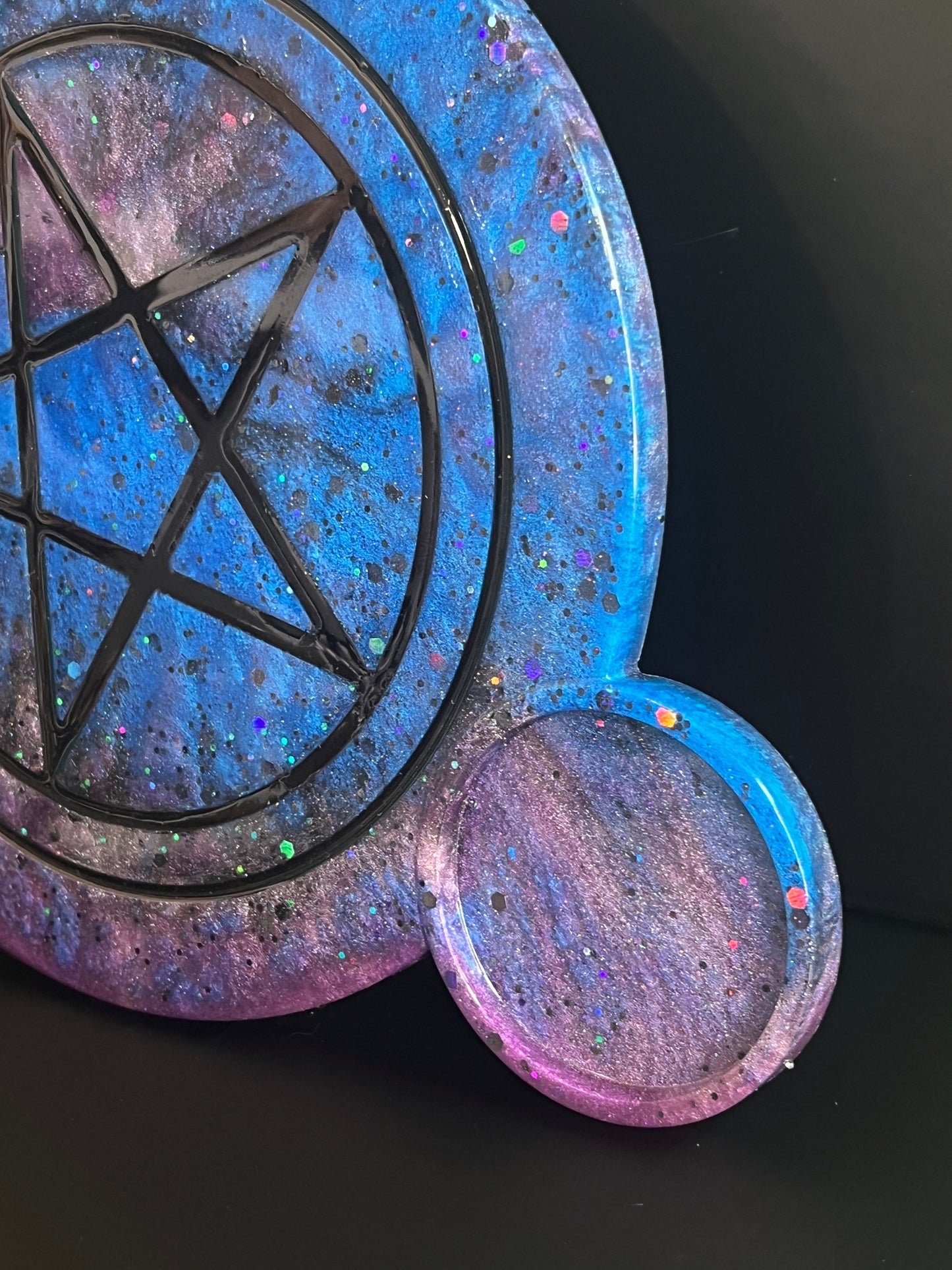 🌌 Celestial Void Ritual Altar Candle Tray | Galactic Nebula Pentacle