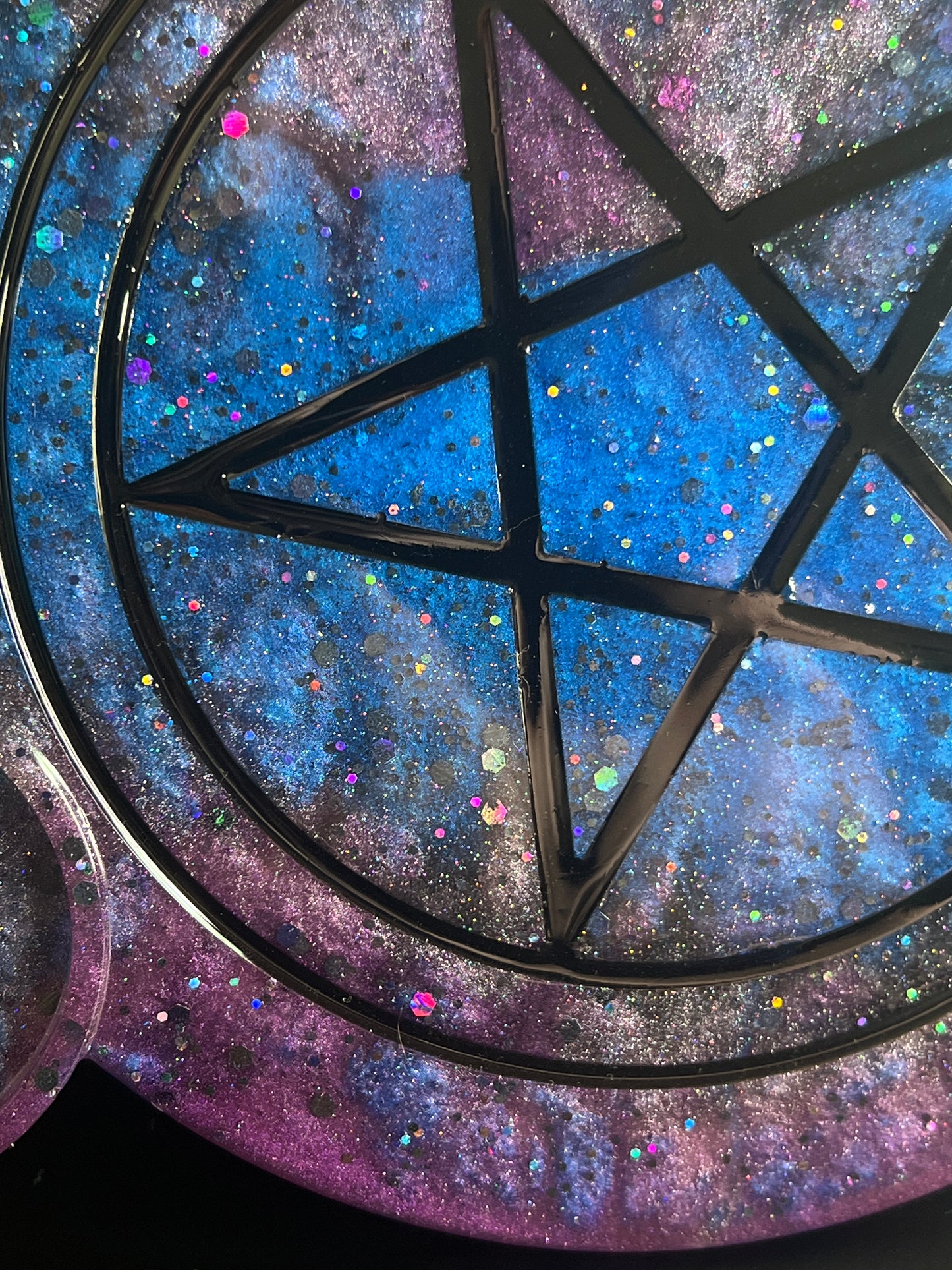 🌌 Celestial Void Ritual Altar Candle Tray | Galactic Nebula Pentacle