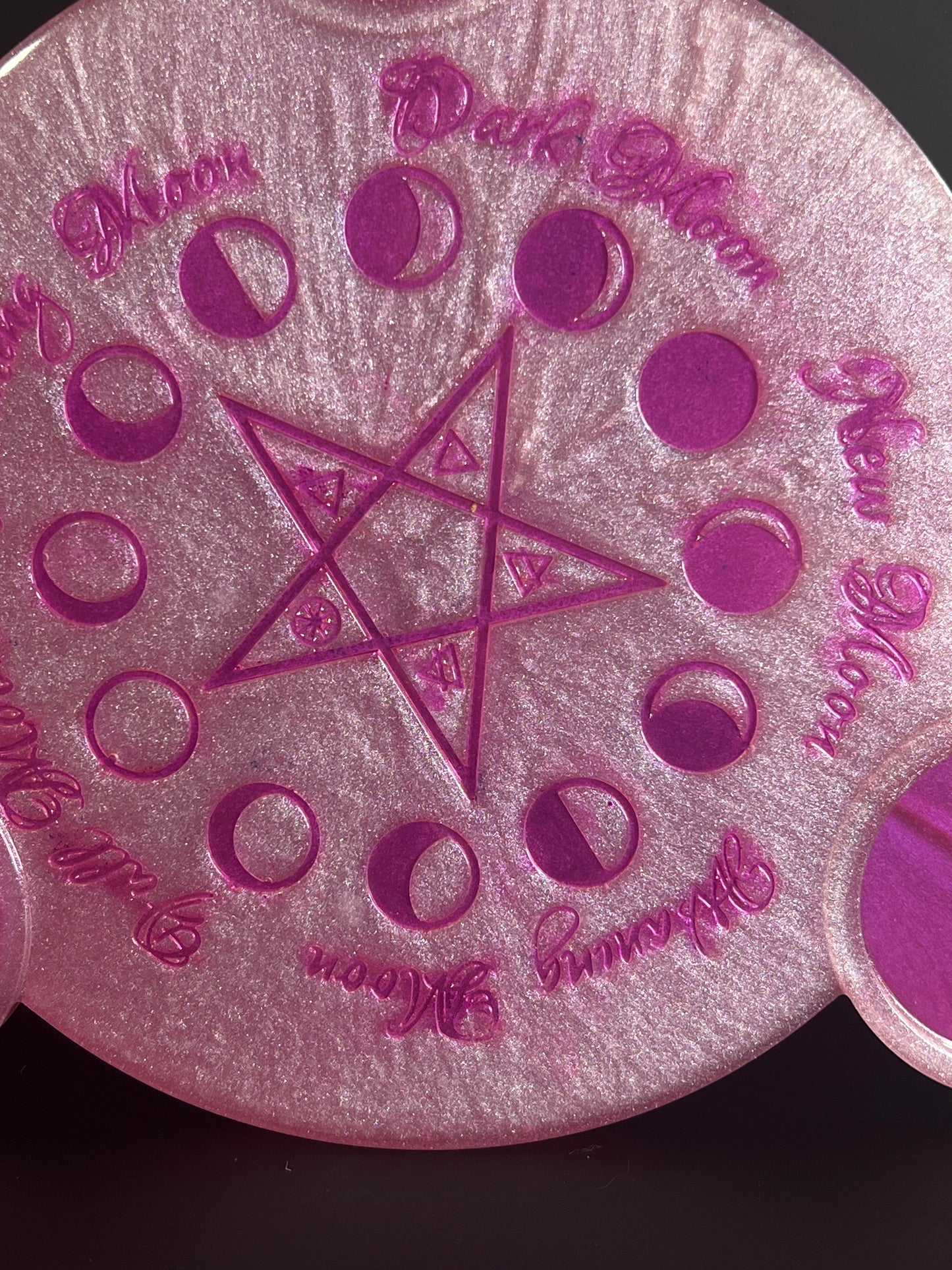 💗 Enchanted Rose Moon-Phase Ritual Altar Candle Tray | Goddess Pink Pentacle