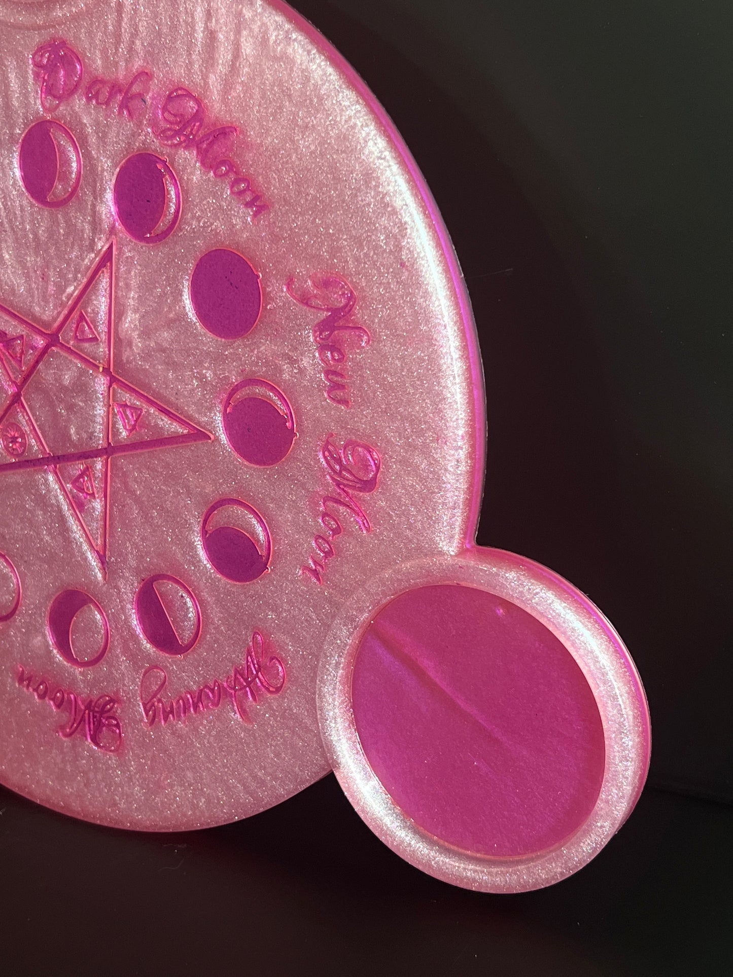 💗 Enchanted Rose Moon-Phase Ritual Altar Candle Tray | Goddess Pink Pentacle