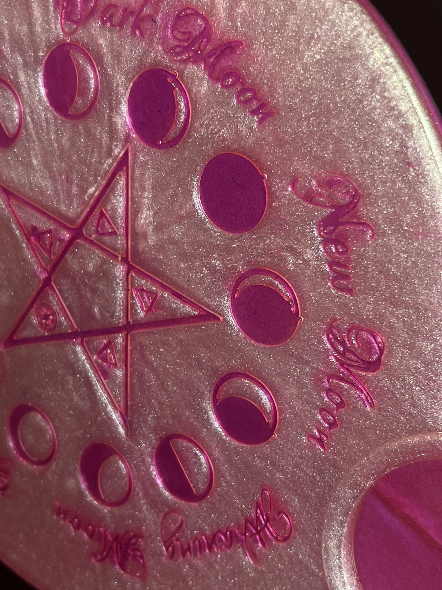 💗 Enchanted Rose Moon-Phase Ritual Altar Candle Tray | Goddess Pink Pentacle