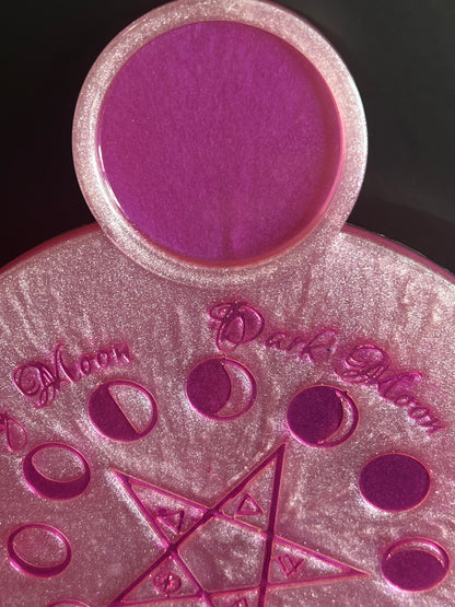 💗 Enchanted Rose Moon-Phase Ritual Altar Candle Tray | Goddess Pink Pentacle