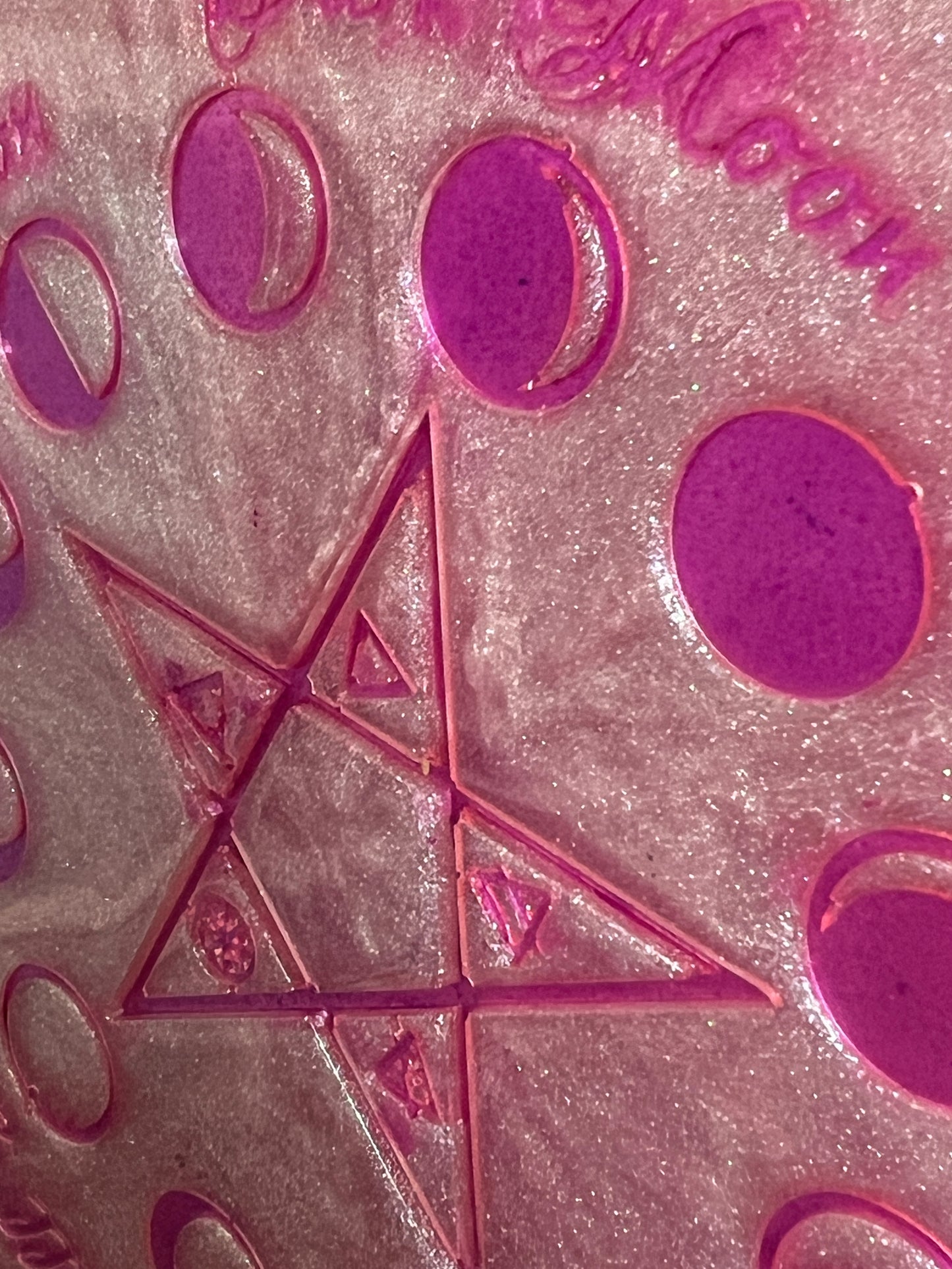 💗 Enchanted Rose Moon-Phase Ritual Altar Candle Tray | Goddess Pink Pentacle