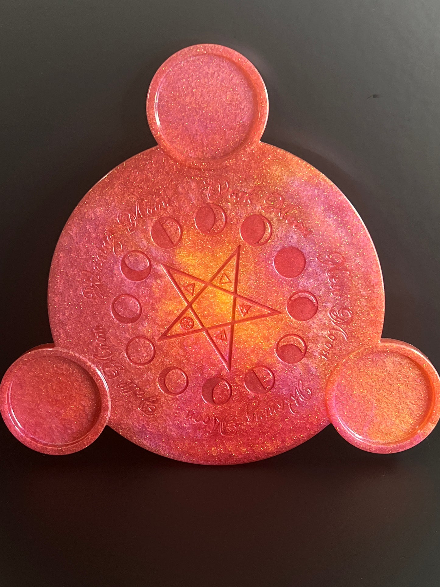 🔥 Sunfire Dawn Moon-Phase Ritual Altar Candle Tray | Solar Flare Pentacle