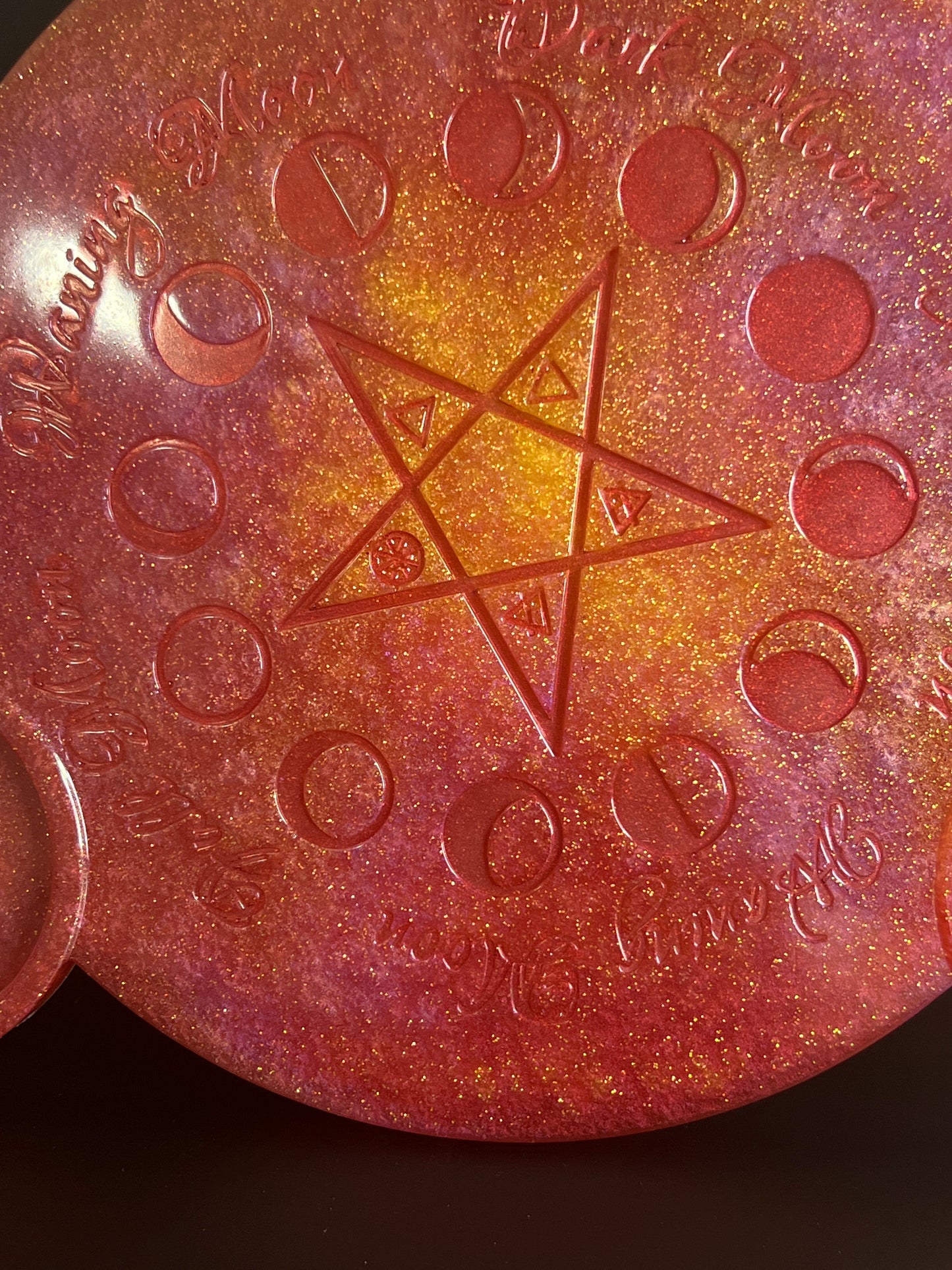 🔥 Sunfire Dawn Moon-Phase Ritual Altar Candle Tray | Solar Flare Pentacle