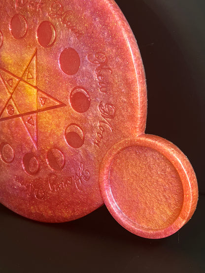 🔥 Sunfire Dawn Moon-Phase Ritual Altar Candle Tray | Solar Flare Pentacle