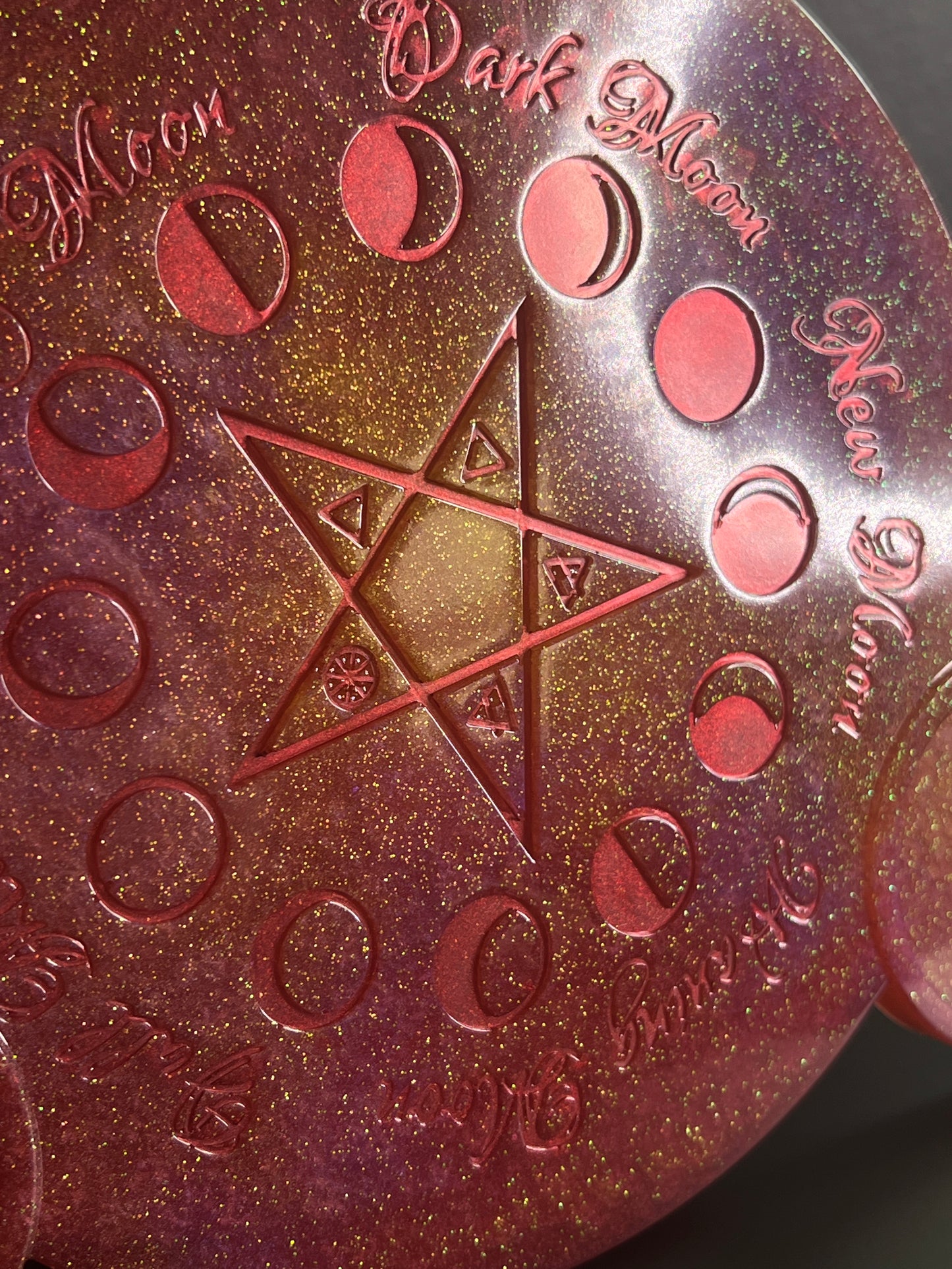 🔥 Sunfire Dawn Moon-Phase Ritual Altar Candle Tray | Solar Flare Pentacle