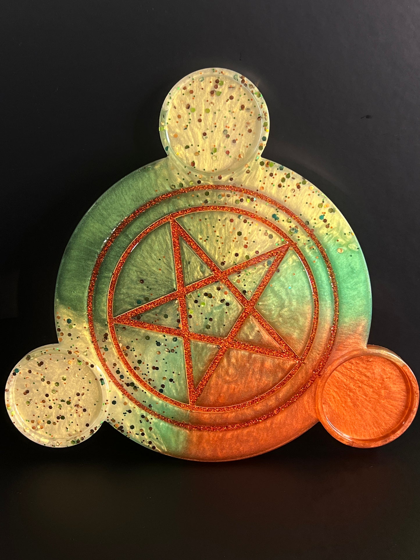 🍂 Enchanted Grove Ritual Altar Candle Tray | Autumn Earth Pentacle