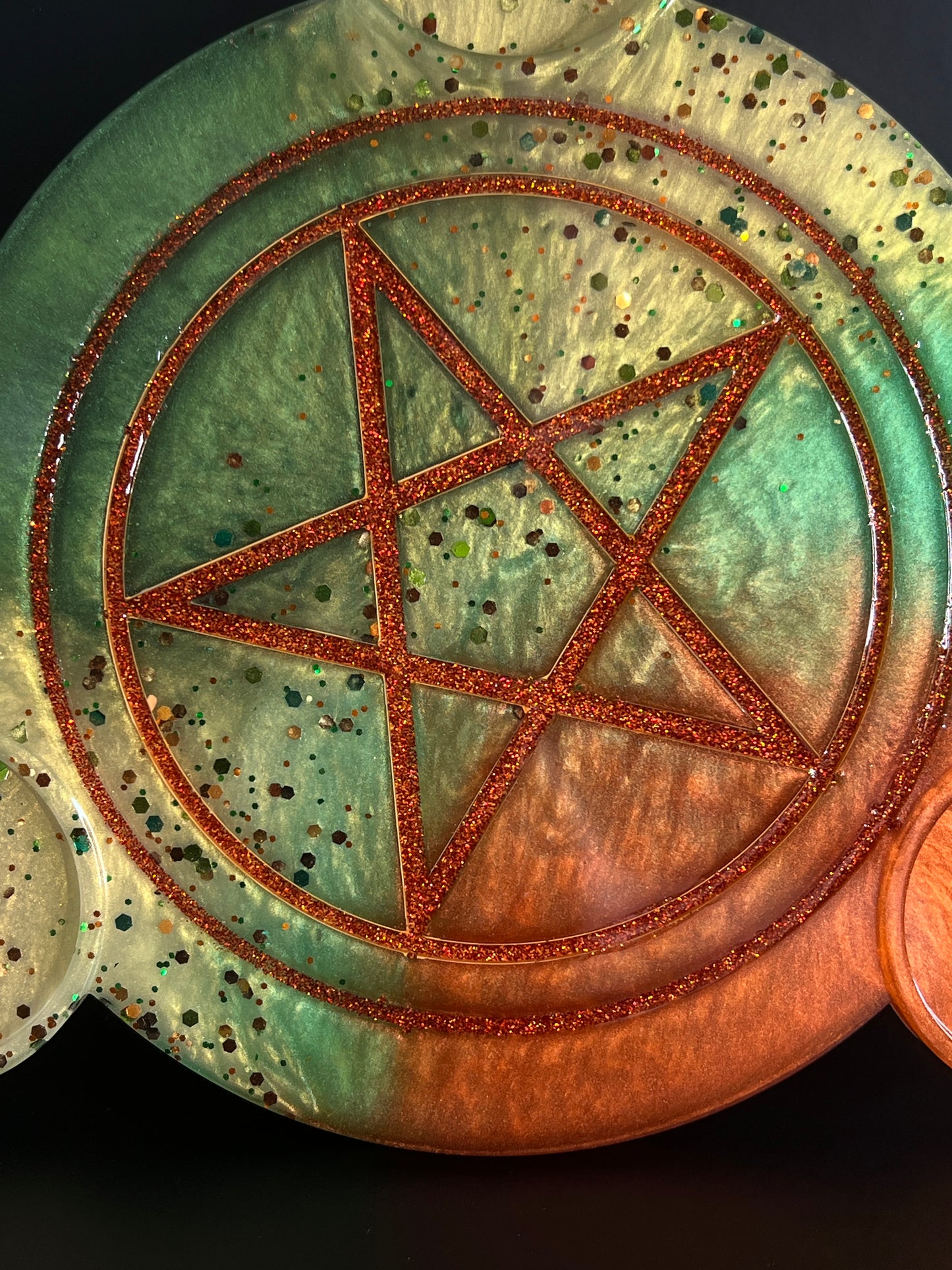 🍂 Enchanted Grove Ritual Altar Candle Tray | Autumn Earth Pentacle